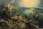 BRUEGEL, Pieter the Elder landscape with the fall of lcarus Spain oil painting artist